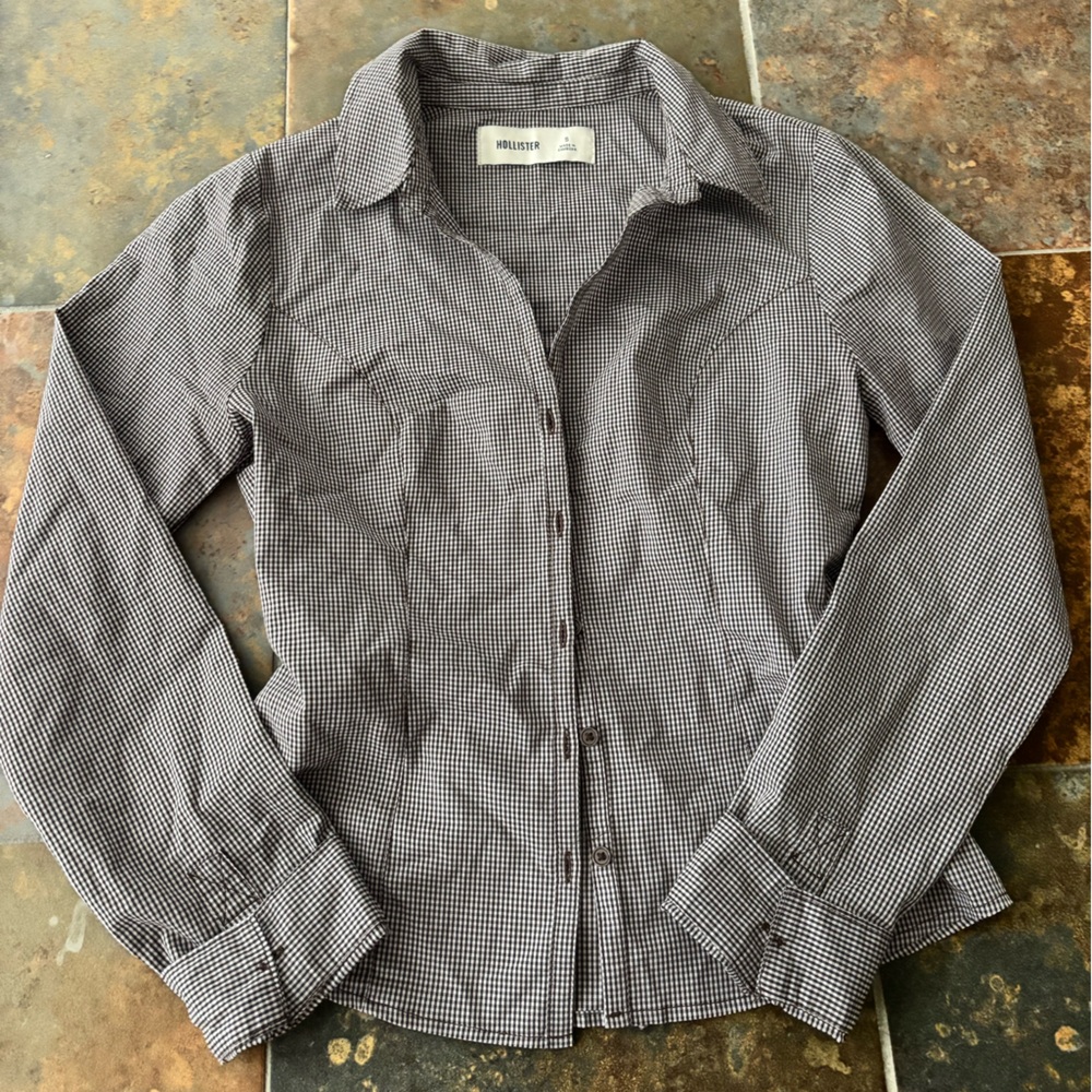 Hollister Black and White Gingham Shirt